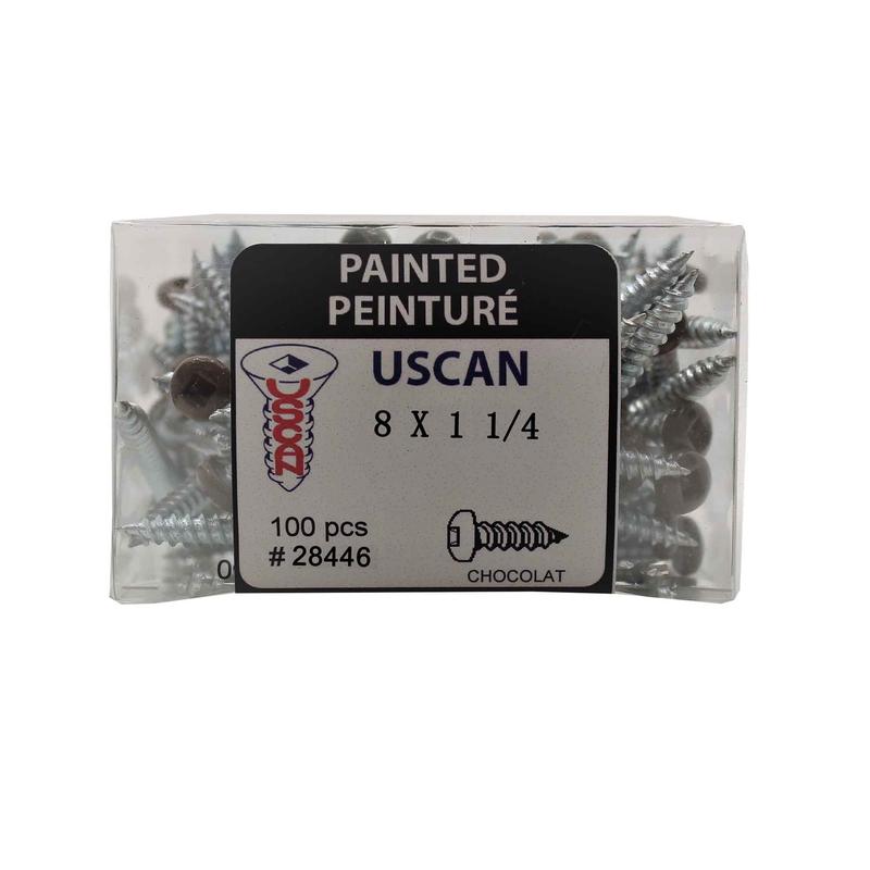 Vis pour mtal  tte ronde de couleur chocolat, #8 x 1-1/4" (100 units)