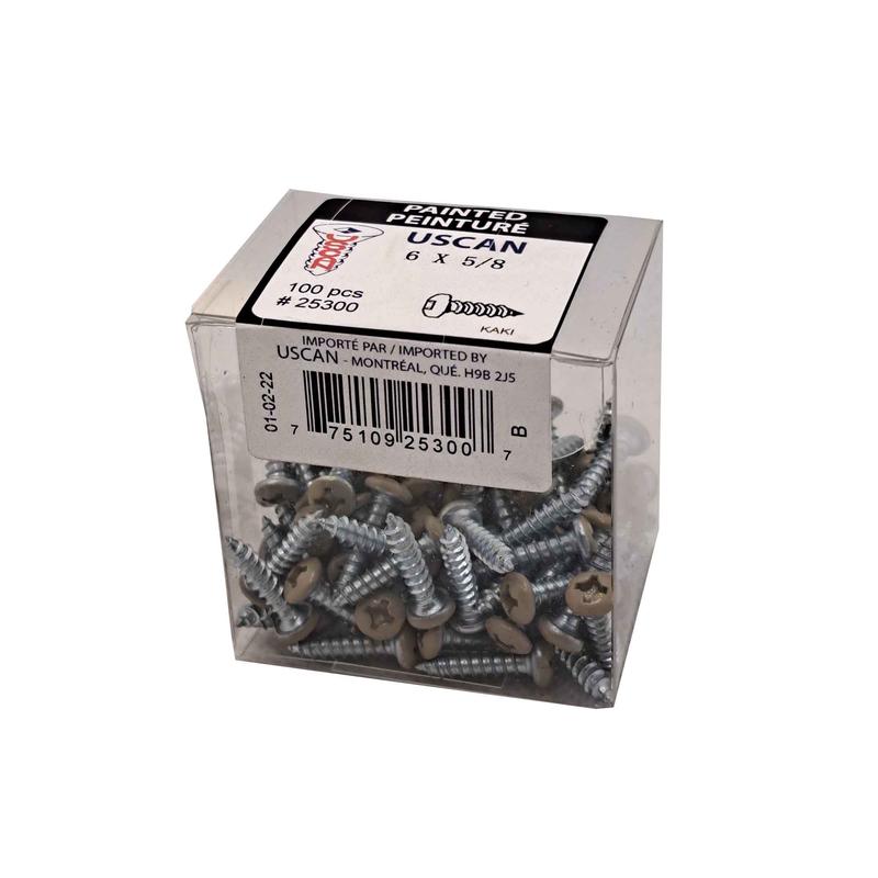 Vis pour soffite  tte de couleur kaki, #6 x 5/8" (100 units)