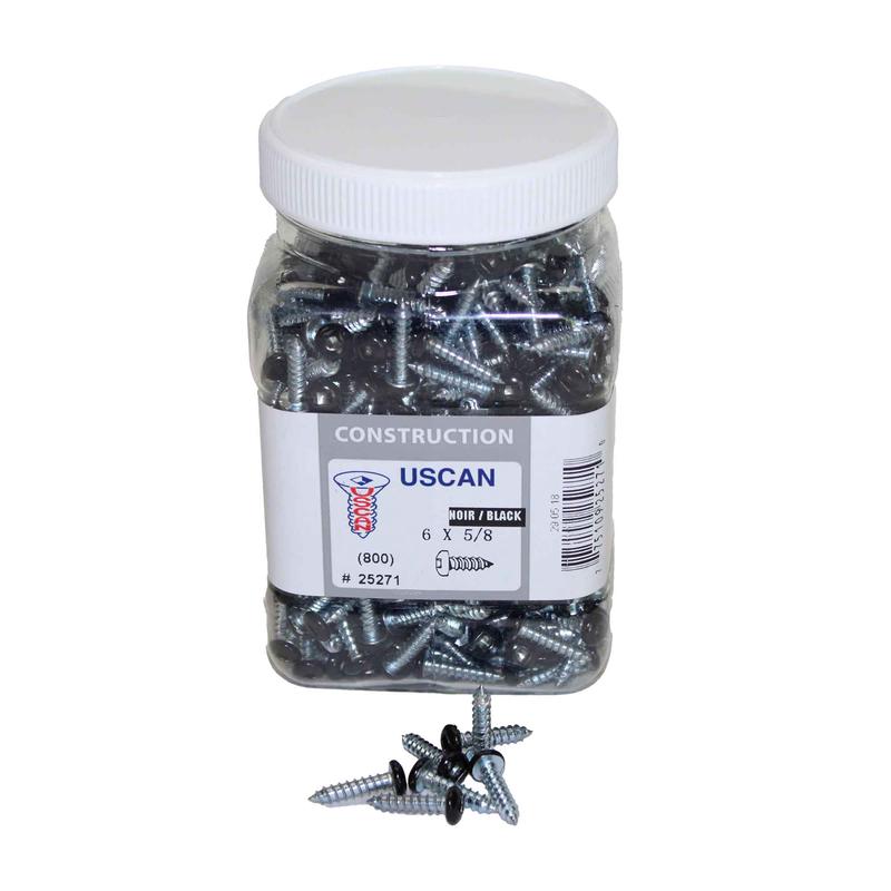 Vis pour soffite  tte de couleur noire, #6 x 5/8" (pot de 800 units)