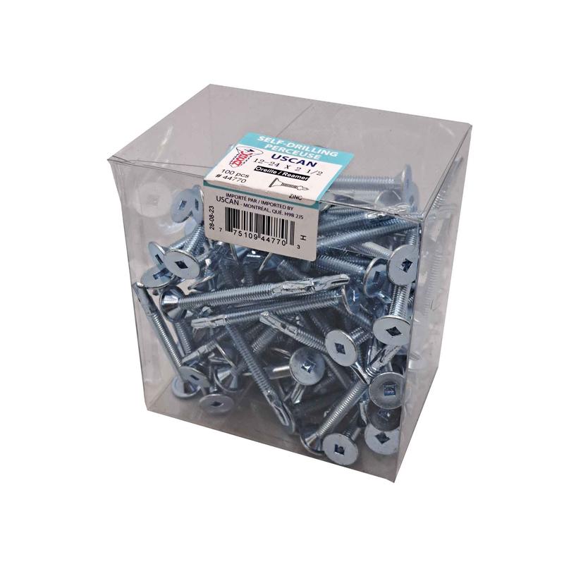 Vis  tte mince avec oreilles plaque zinc "Tek" pour le mtal,, #12-24 x 2-1/2" (100 units)