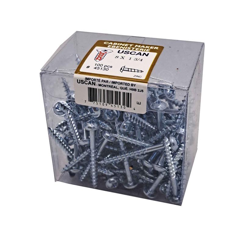 Vis  tte ronde avec rondelle intgre plaque zinc, #8 x 1-3/4" (100 units)