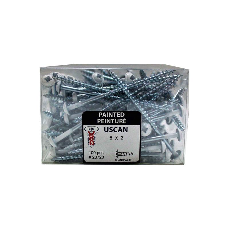 Vis  tte ronde blanche avec rondelle intgre, #8 x 3" (100 units)