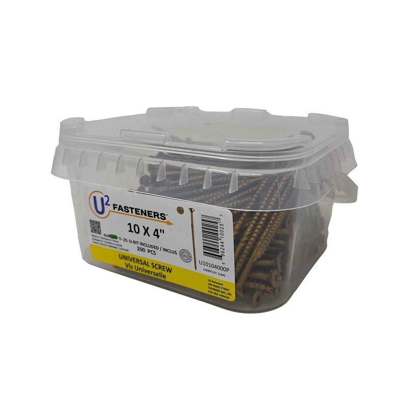 Vis Universelle U2 Fasteners, #10 x 4" (200 units)