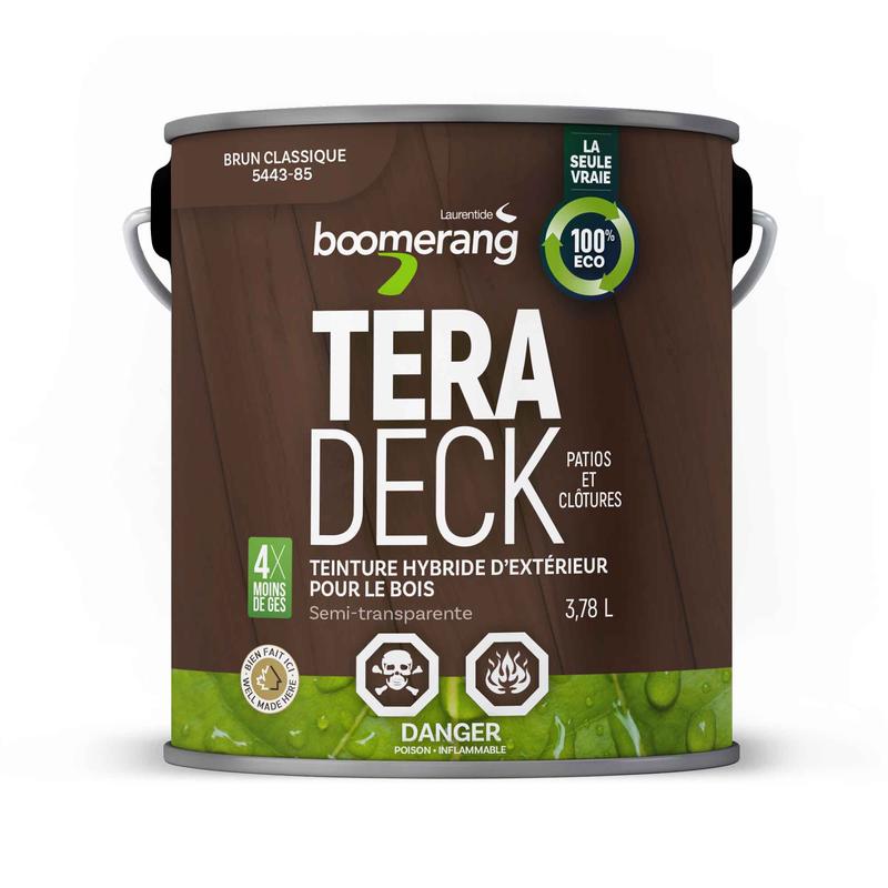 Teinture hybride dextrieur pour le bois Tera Deck semi-transparent brun classique, 3,78L