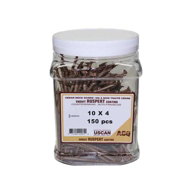 Vis  bois trait brune, #10 x 4" (pot de 150 units)