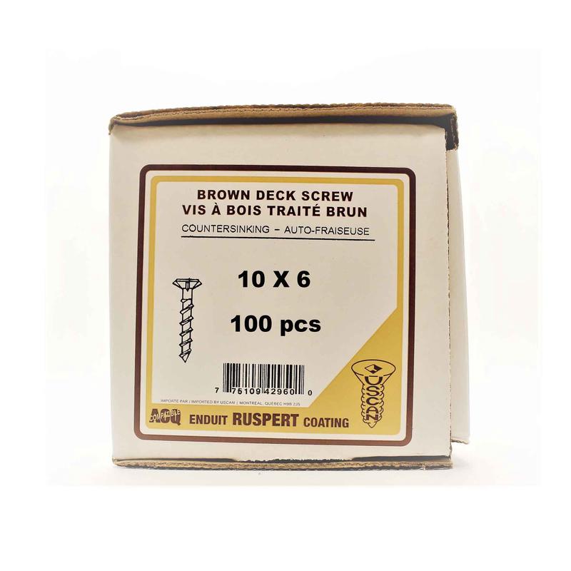 Vis  bois trait brune, #10 x 6" (100 units)