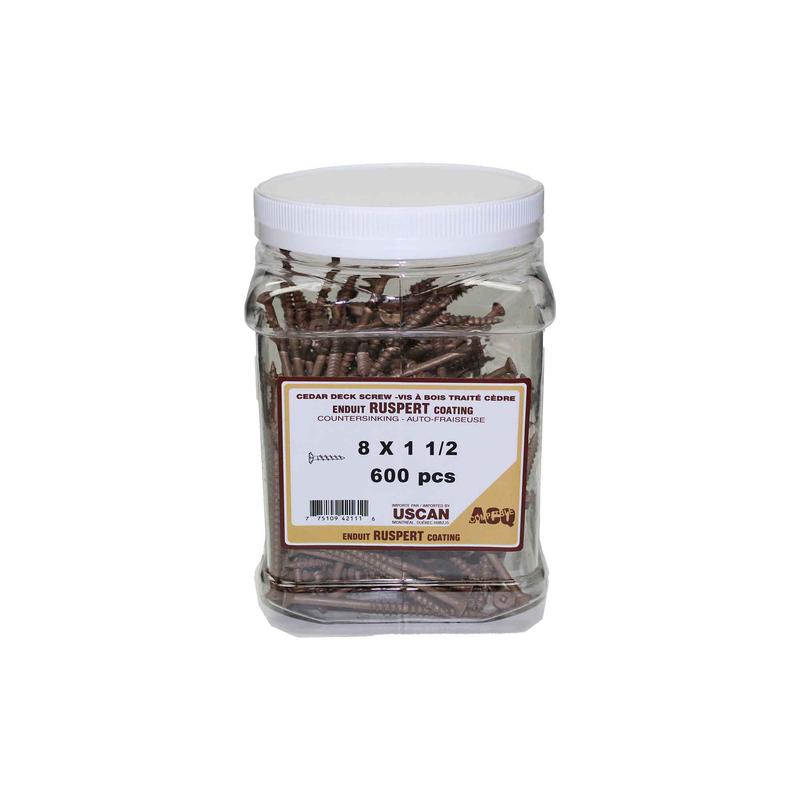 Vis  bois trait brune, #8x1-1/2" (pot de 600 units)