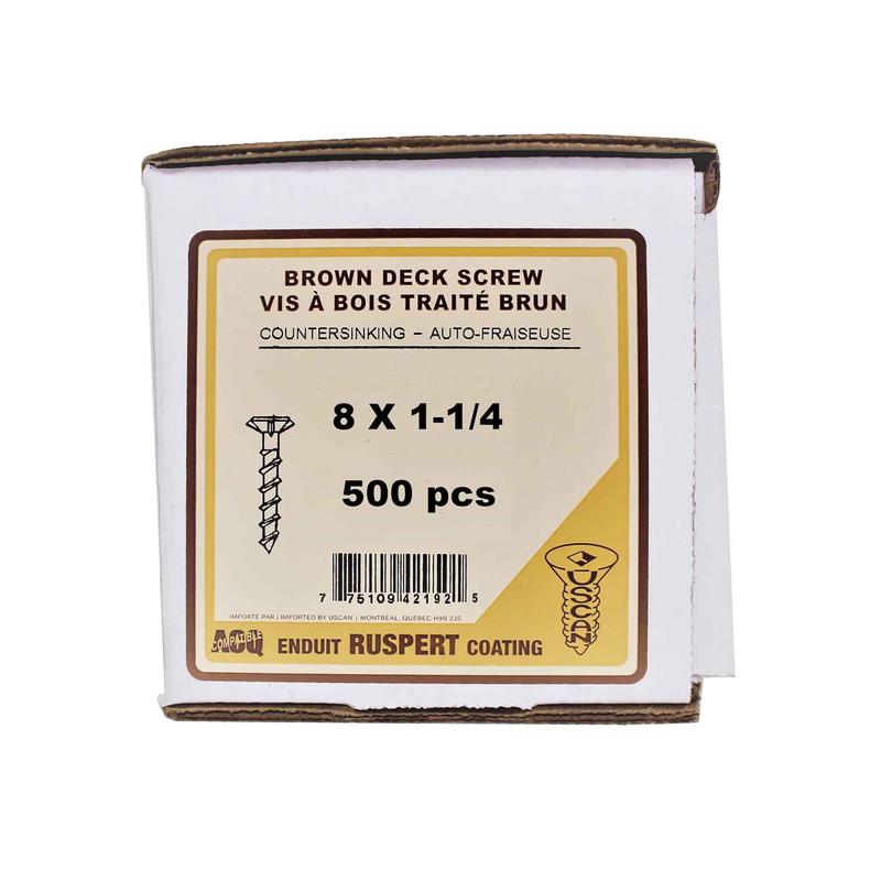 Vis  bois trait brune, #8x1-1/4" (500 units)