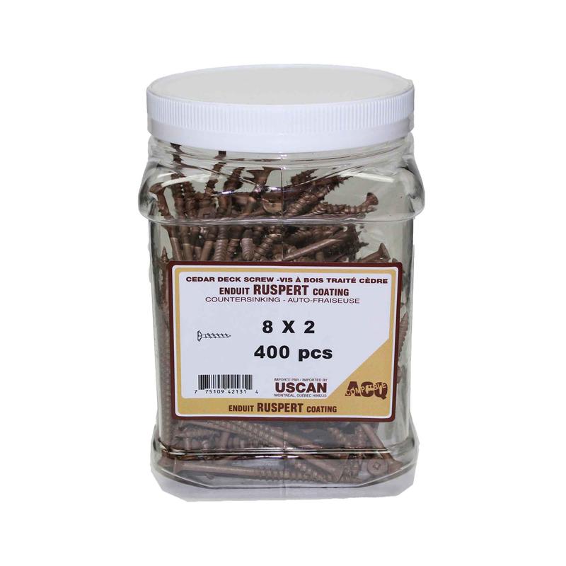 Vis  bois trait brune en pot, #8 x 2" (en pot 400 units)