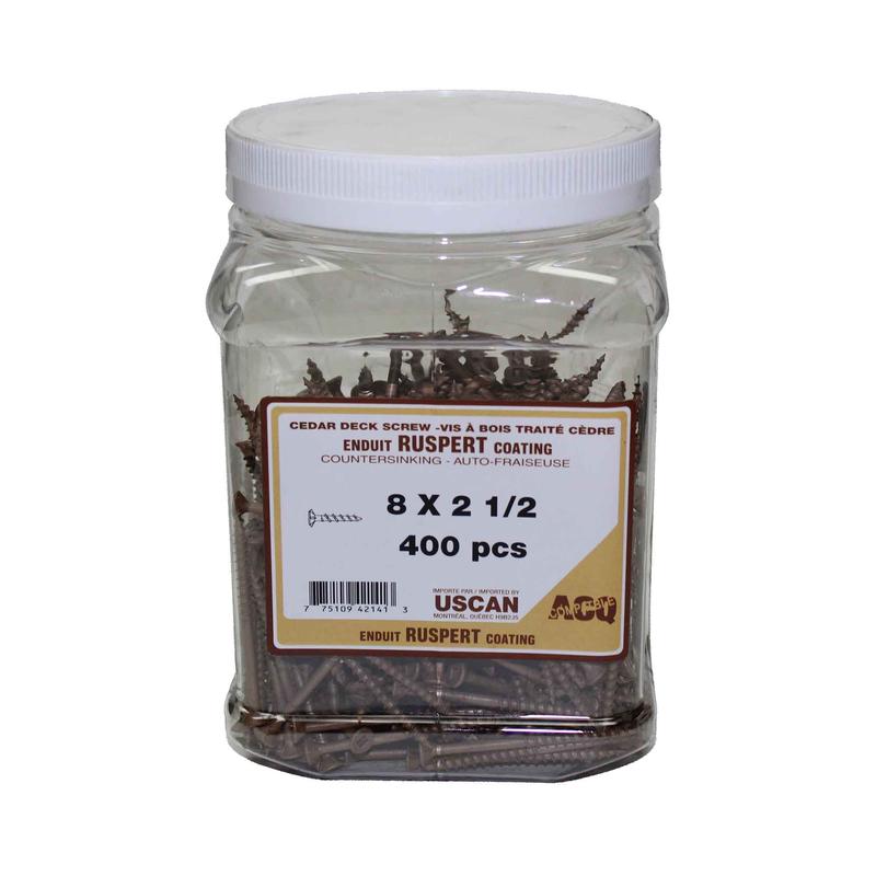 Vis  bois trait brune en pot, #8x2-1/2" (pot de 400 units)