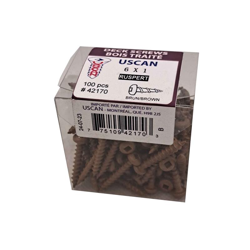 Vis  bois trait brune  tte ronde, #6 x 1" (100 units)