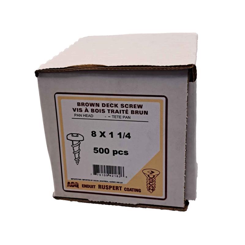 Vis  bois trait brune  tte ronde, #8 x 1-1/4" (500 units)