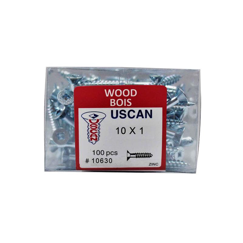 Vis  bois  tte plate plaque zinc, #10 x 1" (100 units)