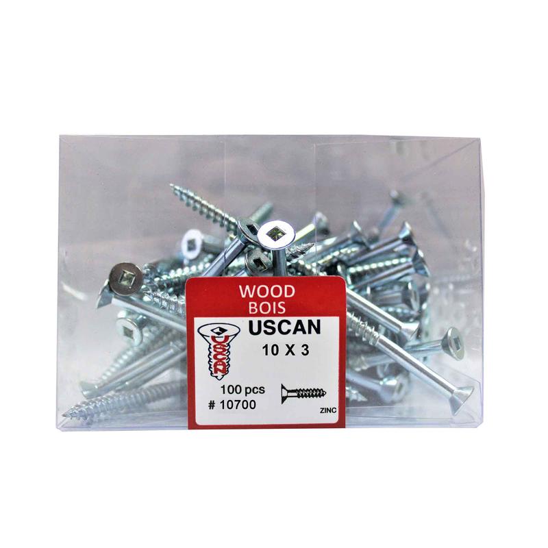 Vis  bois  tte plate plaque zinc, #10 x 3" (100 units)