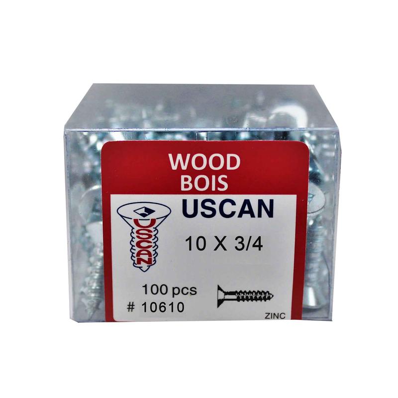 Vis  bois  tte plate plaque zinc, #10x 3/4" (100 units)