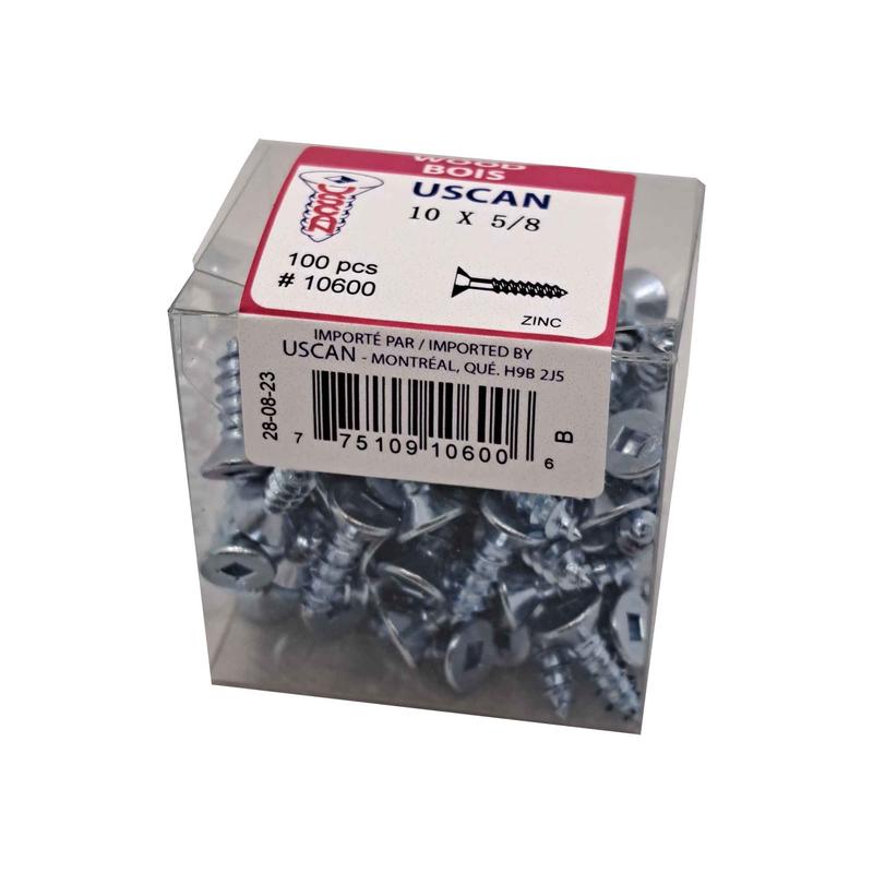 Vis  bois  tte plate plaque zinc, #10x 5/8" (100 units)