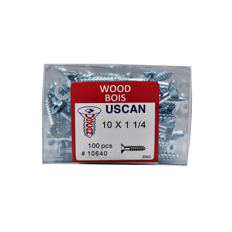 Vis  bois  tte plate plaque zinc, #10x1-1/4" (100 units)