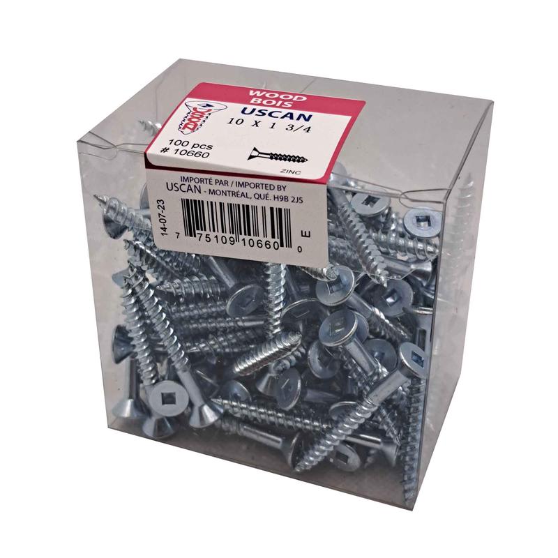 Vis  bois  tte plate plaque zinc, #10x1-3/4" (100 units)