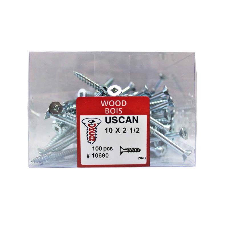 Vis  bois  tte plate plaque zinc, #10x2-1/2" (100 units)