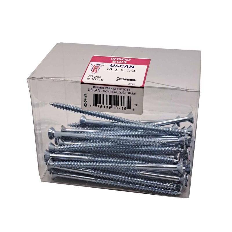 Vis  bois  tte plate plaque zinc, #10x3-1/2" (50 units)