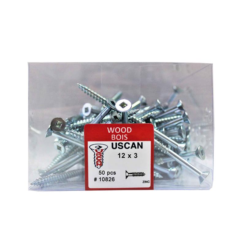 Vis  bois  tte plate plaque zinc, #12 x 3" (50 units)