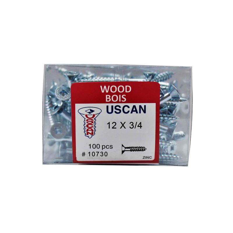 Vis  bois  tte plate plaque zinc, #12x 3/4" (100 units)