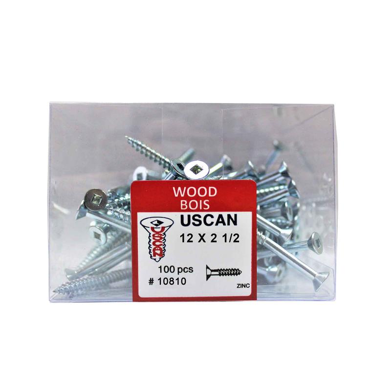 Vis  bois  tte plate plaque zinc, #12x2-1/2" (100 units)