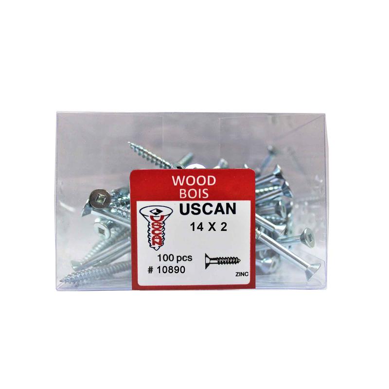 Vis  bois  tte plate plaque zinc, #14 x 2" (100 units)