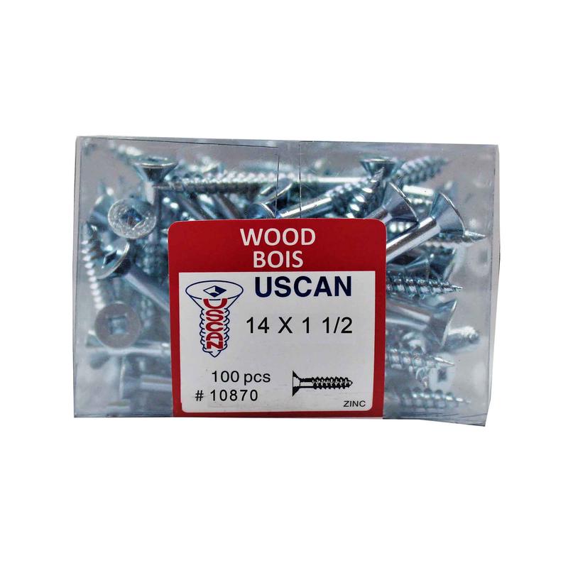 Vis  bois  tte plate plaque zinc, #14x1-1/2" (100 units)