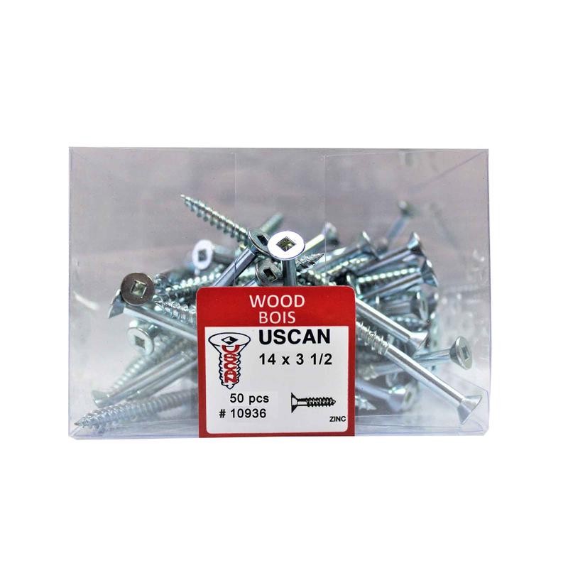 Vis  bois  tte plate plaque zinc, #14x3-1/2" (50 units)