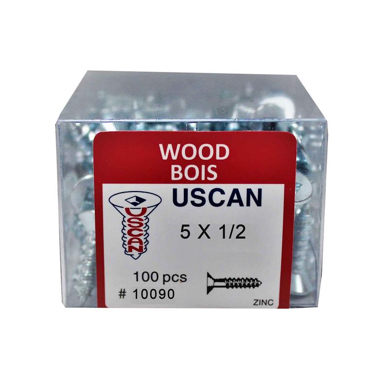 Vis  bois  tte plate plaque zinc, #5x 1/2" (100 units)