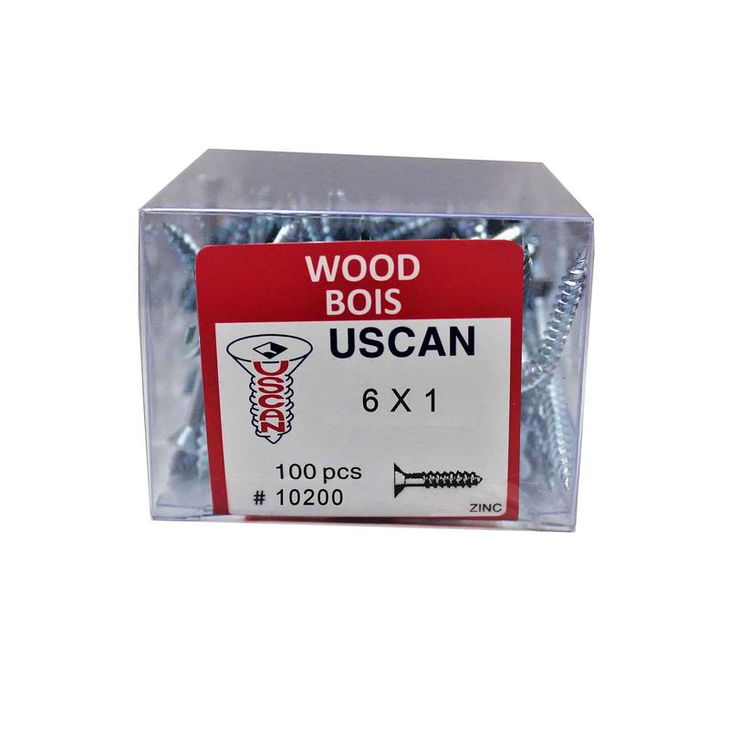 Vis  bois  tte plate plaque zinc, #6 x 1" (100 units)