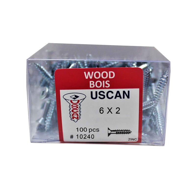 Vis  bois  tte plate plaque zinc, #6 x 2" (100 units)