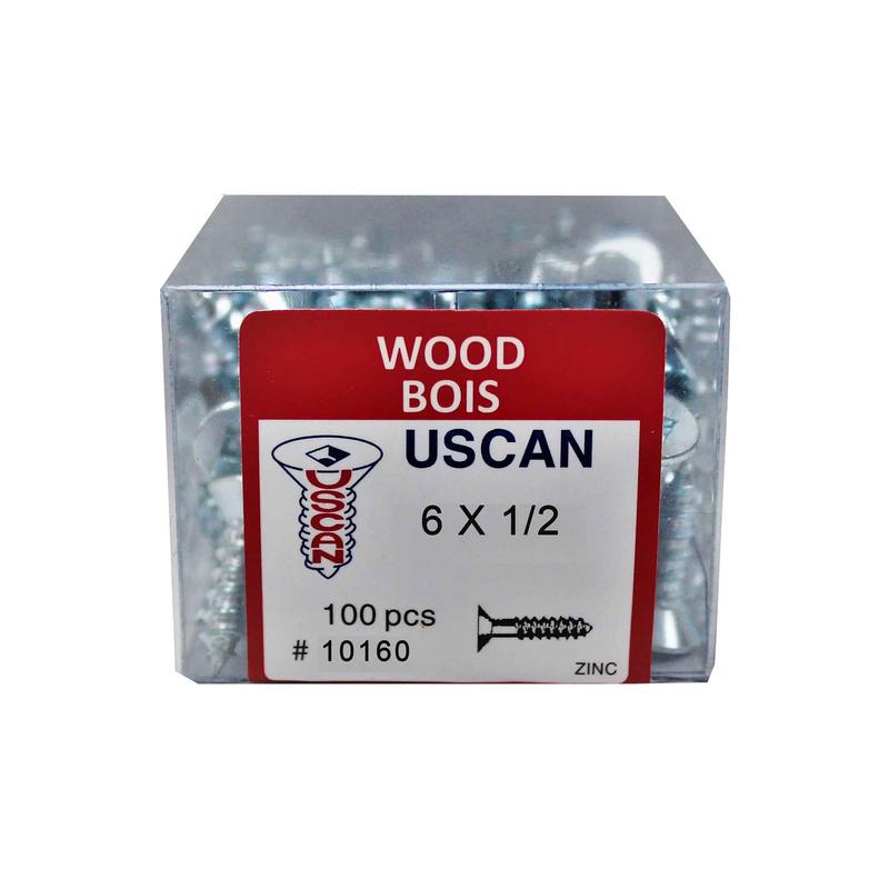 Vis  bois  tte plate plaque zinc, #6x 1/2" (100 units)