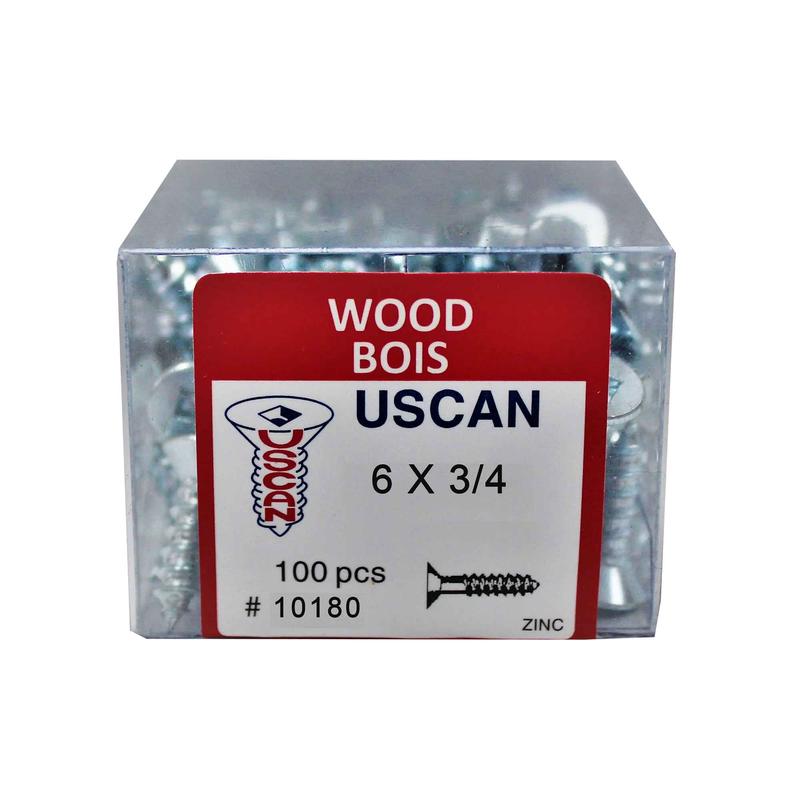 Vis  bois  tte plate plaque zinc, #6x 3/4" (100 units)