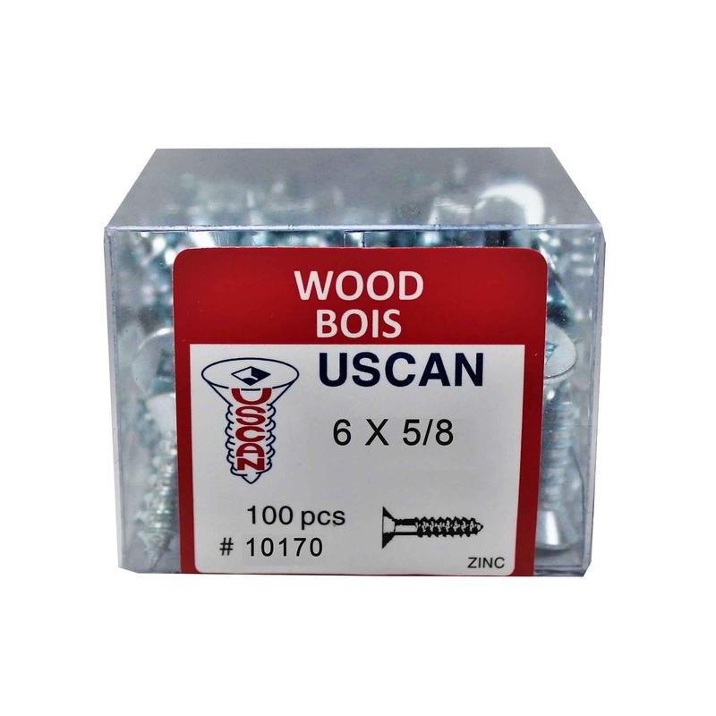 Vis  bois  tte plate plaque zinc, #6x 5/8" (100 units)