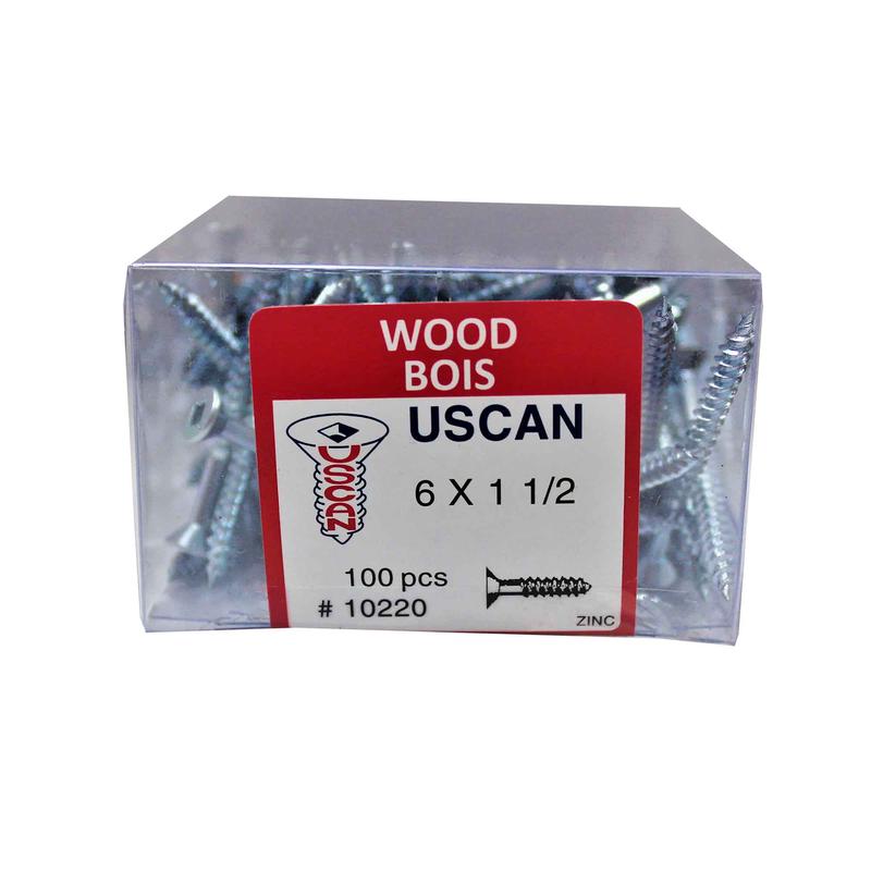Vis  bois  tte plate plaque zinc, #6x1-1/2" (100 units)