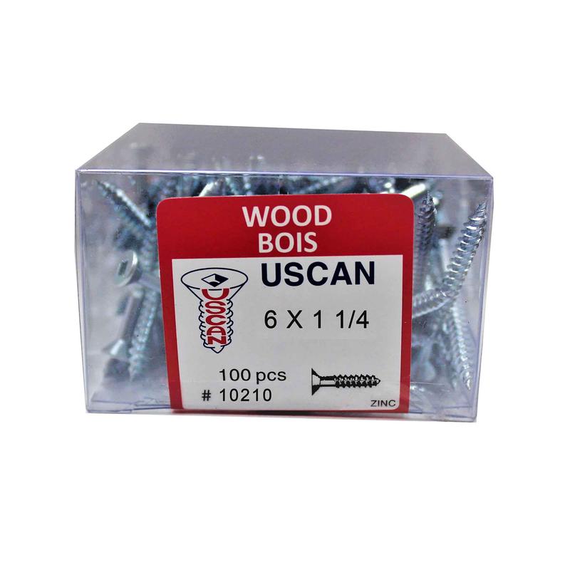 Vis  bois  tte plate plaque zinc, #6x1-1/4" (100 units)