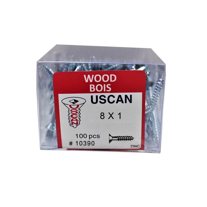 Vis  bois  tte plate plaque zinc, #8 x 1" (100 units)