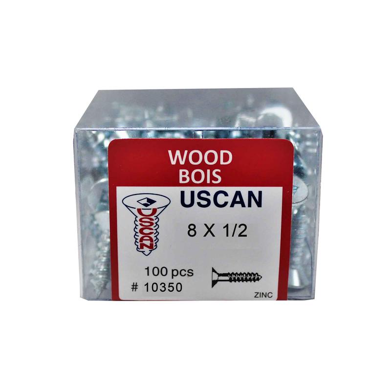 Vis  bois  tte plate plaque zinc, #8x 1/2" (100 units)