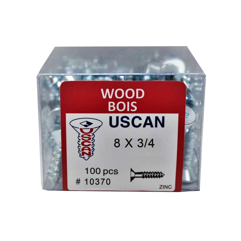 Vis  bois  tte plate plaque zinc, #8x 3/4" (100 units)