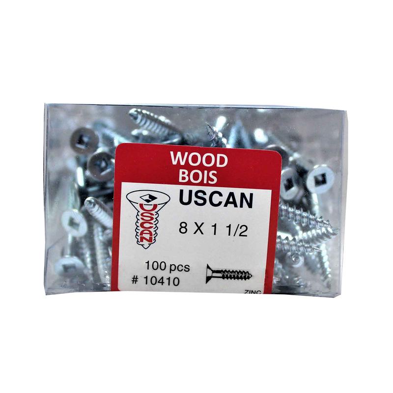 Vis  bois  tte plate plaque zinc, #8x1-1/2" (100 units)