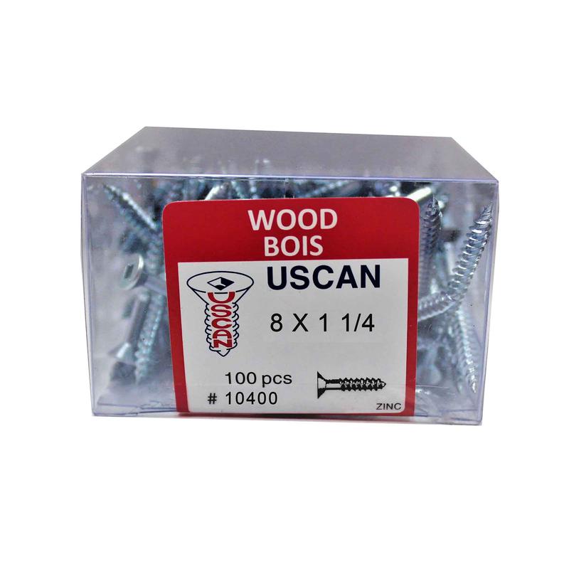 Vis  bois  tte plate plaque zinc, #8x1-1/4" (100 units)