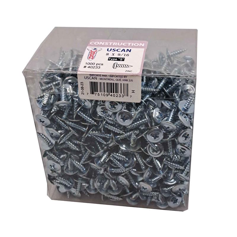 Vis  gypse pour latte de type "S" plaqu zinc, #8x 9/16" (1000 units)