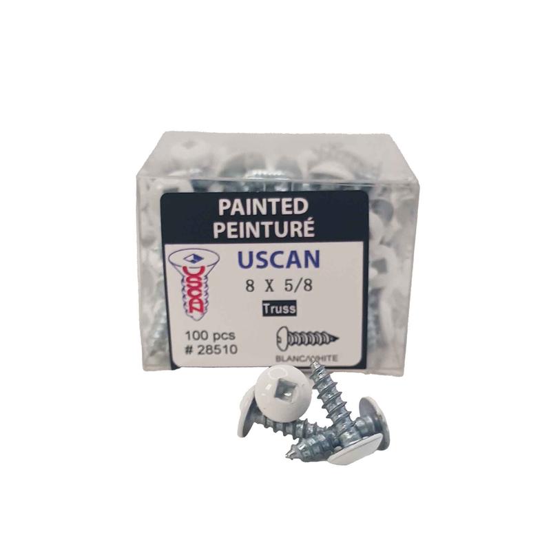 Vis  mtal  tte carre vase blanche, #8 x 5/8" (100 units)