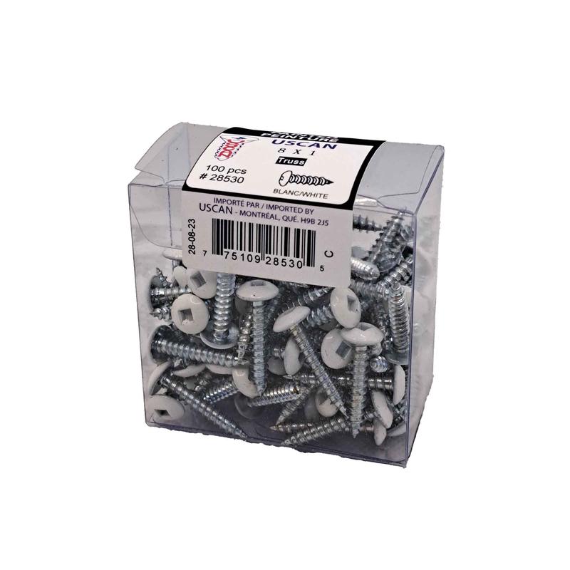 Vis  mtal  tte vase blanche, #8 x 1" (100 units)