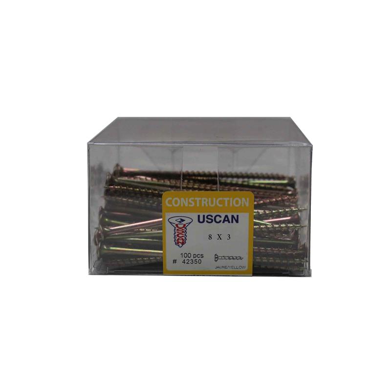 Vis  multi-usage plaque zinc jaune, #8 x 3" (100 units)