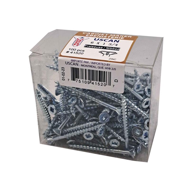Vis  particule auto-fraiseuse plaque zinc, #6 x 1-3/4" (100 units)