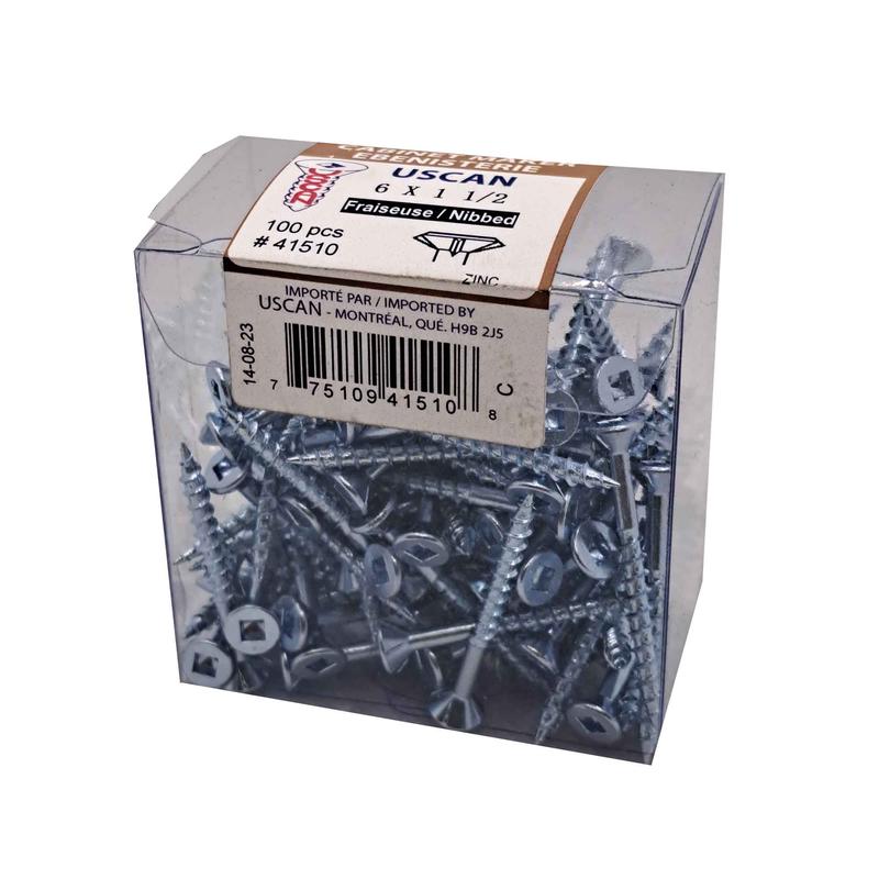 Vis  particule auto-fraiseuse plaque zinc, #6x1-1/2" (100 units)