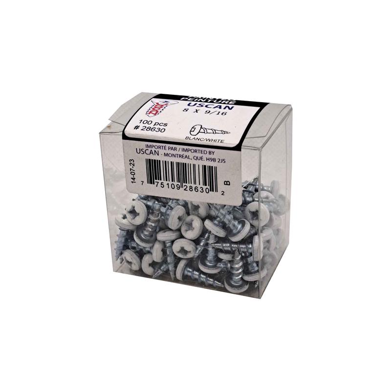 Vis  particule  tte ronde blanche, #8x 9/16" (100 units)